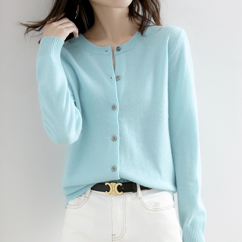 Picture of 2023 autumn and winter new women's round neck cardigan bottoming shirt Korean style long sleeve fashion soft knitted small coat