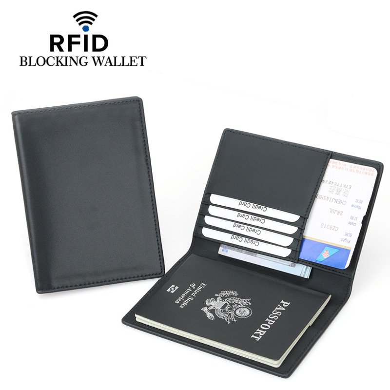 Picture of Amazon cross-border explosions in stock RFID passport bag multi-functional leather passport this certificate air ticket travel essential