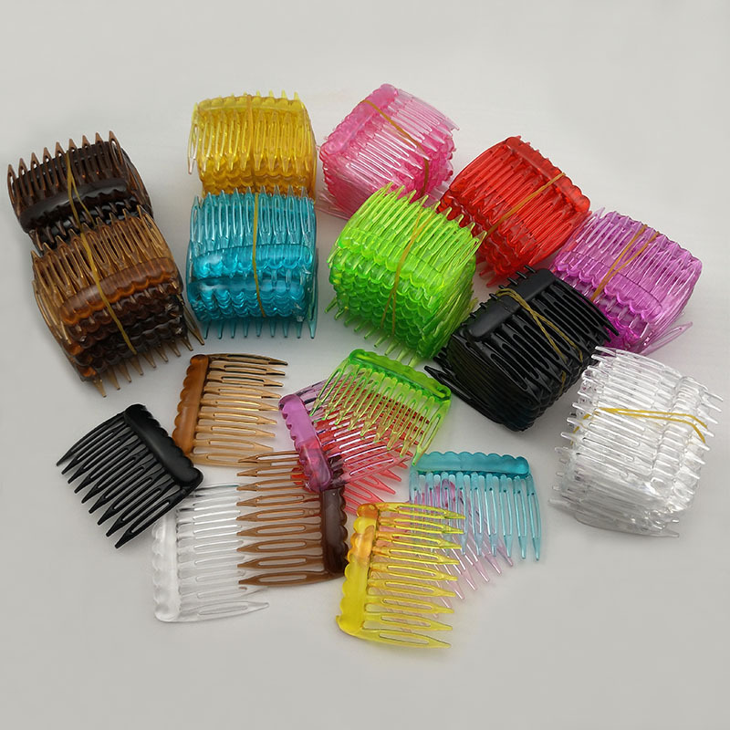 Picture of 9 tooth plastic hair comb 5*4cm children's handmade DIY material environmental protection bridal veil topper hat comb accessories