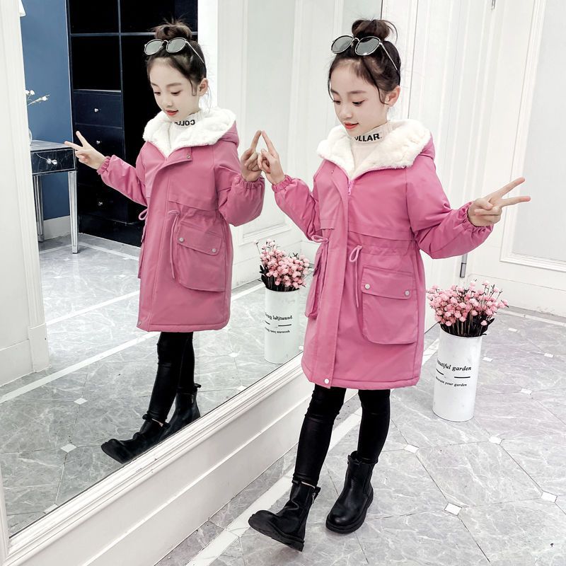 Picture of Girls' cotton-padded clothes 2023 new Korean style autumn and winter clothes fleece-lined thickened parka clothes Western style medium and large children's mid-length cotton-padded clothes