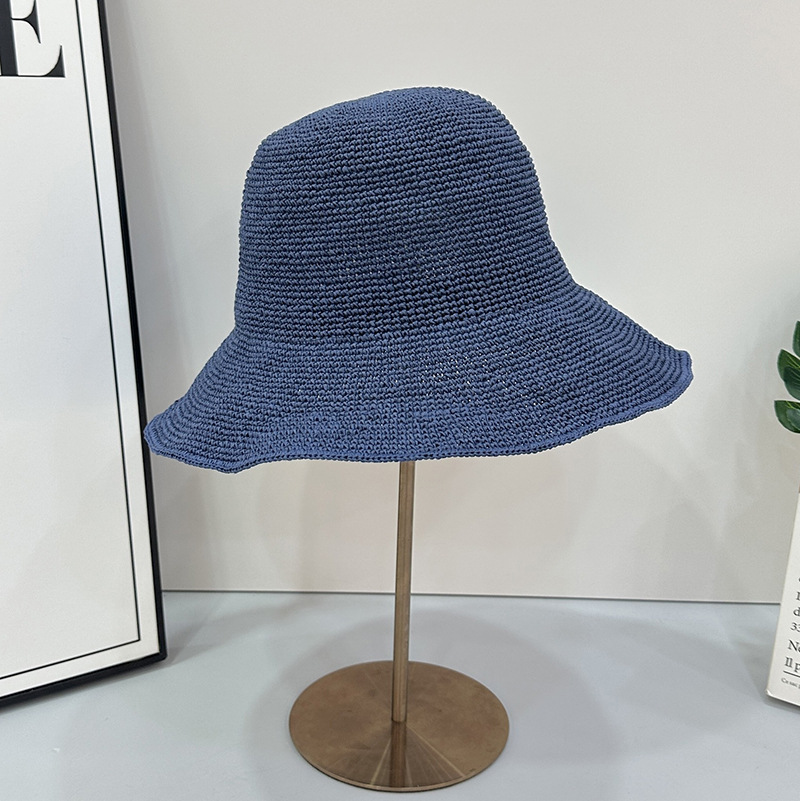 Picture of Soft and Comfortable Summer Breathable Big Brim Straw Hat Women's Sunshade Sunscreen Hand-woven Fashion Showing Face Small Fisherman Hat