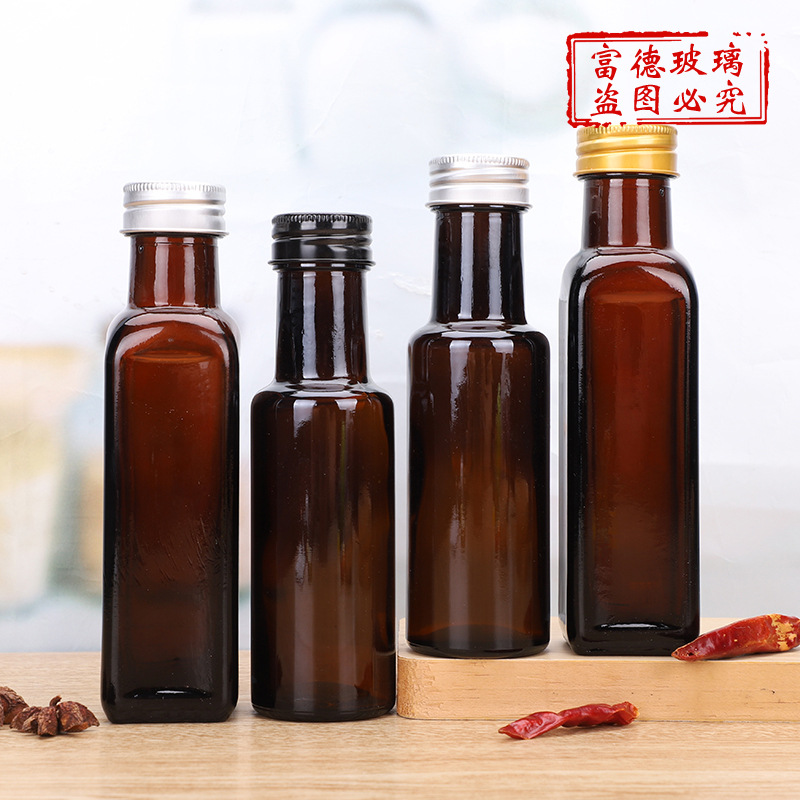 Brown round bottle linseed oil camellia oil empty bottle multi-specification oil bottle brown square olive oil bottle wholesale