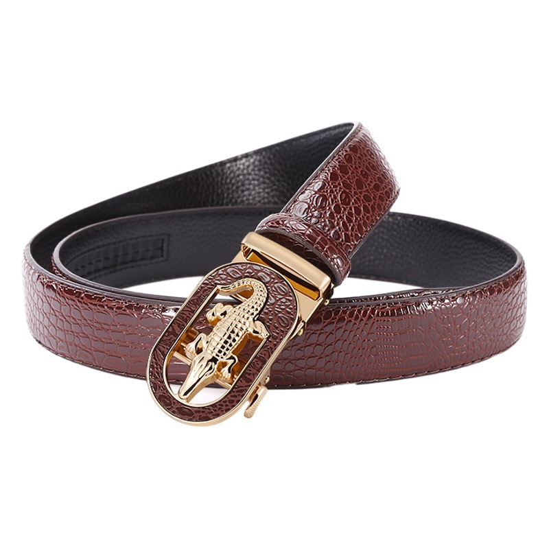 Belt alloy automatic buckle men's casual crocodile leather fashion Joker tide pants belt manufacturers wholesale live