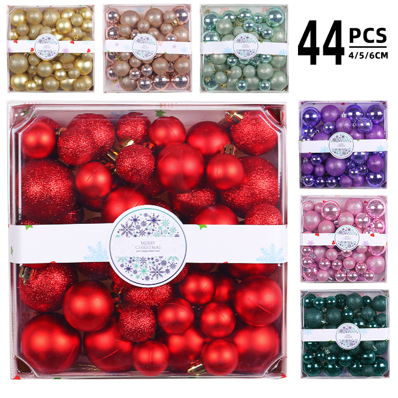 3/4/5cm Christmas ball suit wholesale cross-border square boxed color ball mall Christmas tree decoration ball ornaments