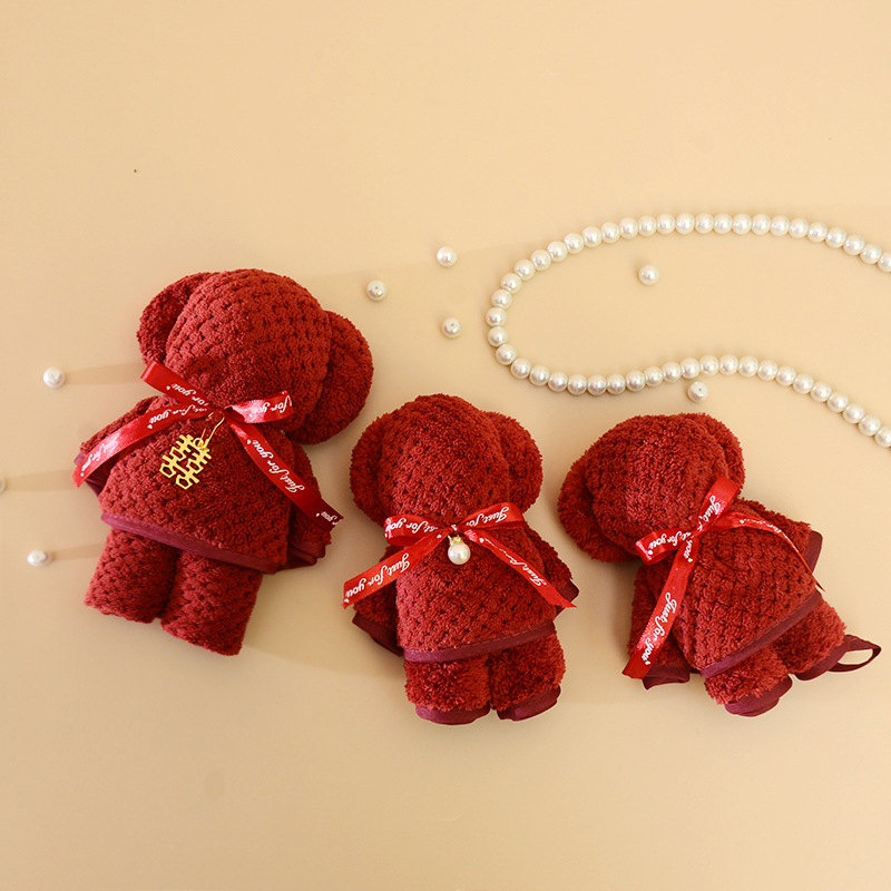 Picture of Bear towel with hand gift small gift kindergarten gift opening wedding gift shape towel making embroidered logo