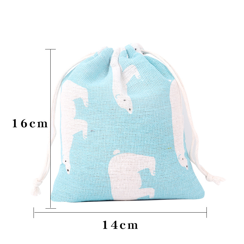 Picture of Printed cotton drawstring bag small bag home travel sundries storage bag Christmas gift packaging bag in stock