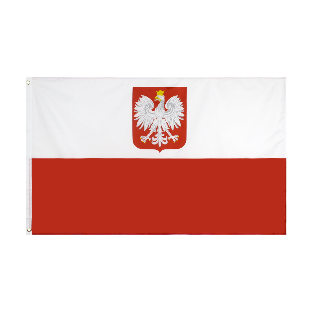Amazon cross-border supply factory spot Polish national emblem 90*150 Poland Emble polyester flag