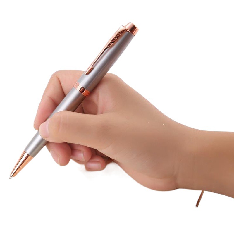 Factory wholesale advertising pen high-end twist can be printed logo silver black 1.0mm metal pen ballpoint pen