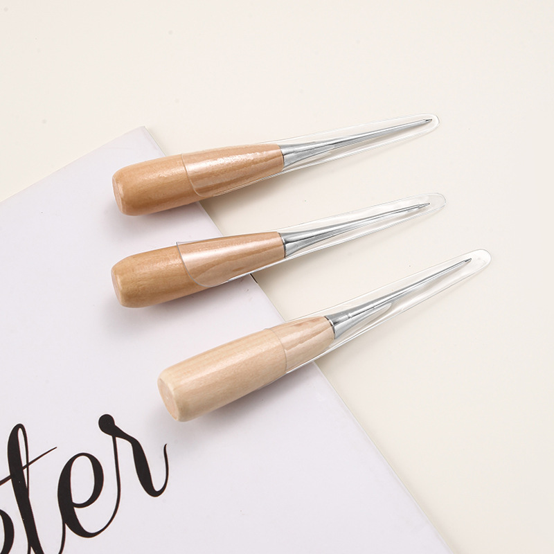 Picture of Handmade leather tool with sheath round hole solid wood handle awl straight hook awl leather diy tool awl wholesale