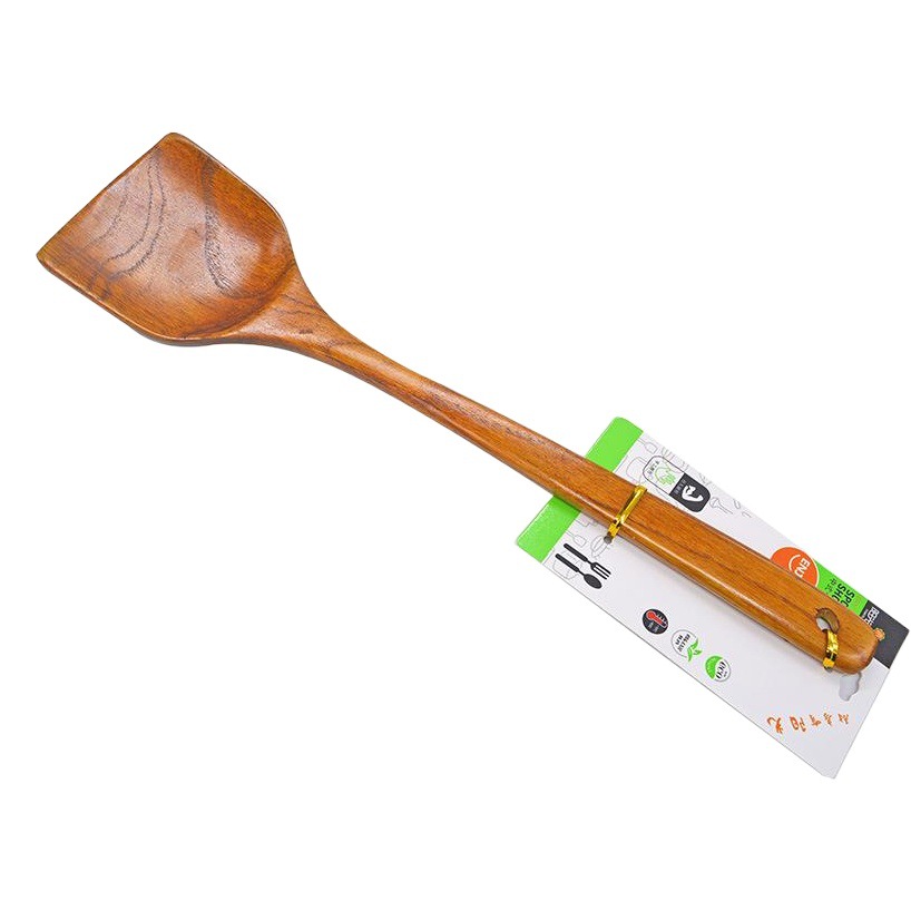Picture of Stir-frying spatula long handle wooden rice spatula stainless steel thickened frying spatula household kitchen utensils wholesale