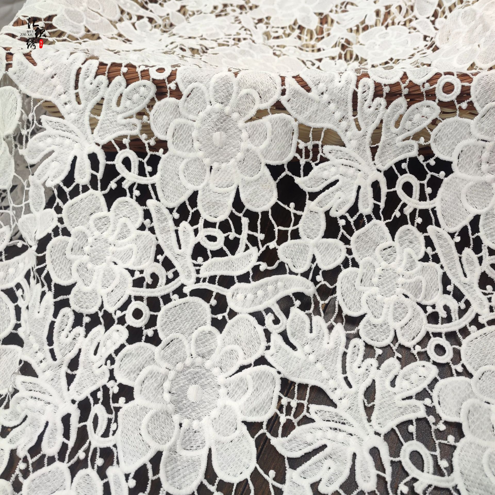 Wholesale water soluble lace fabric water soluble milk embroidered fabric autumn and winter hollow lace dress embroidery fabric