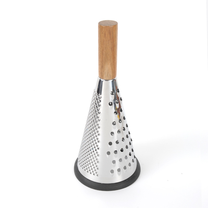 Picture of Acacia Wood Vertical Stainless Steel Cone Planer 8 Inch 9 Inch Three-sided Cheese Cheese Grater Melon Fruit Grater