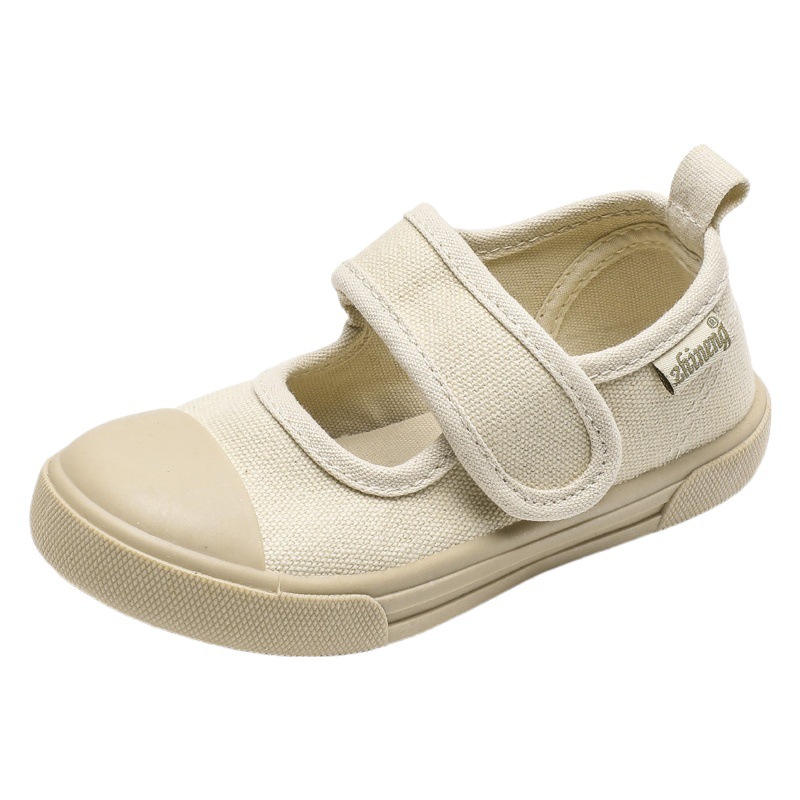 Children's canvas shoes new boys and girls round head velcro kindergarten dance shoes baby indoor floor shoes wholesale