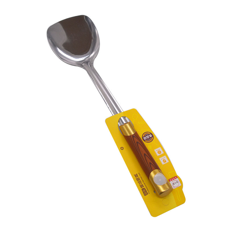 Picture of Stir-frying spatula long handle wooden rice spatula stainless steel thickened frying spatula household kitchen utensils wholesale