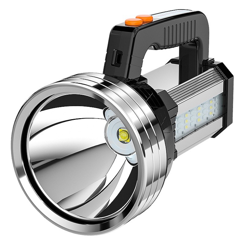 Cross-Border Portable Strong Light Flashlight Outdoor Camping Emergency Light Rechargeable Portable Flashlight Waterproof Searchlight for Fire Protection