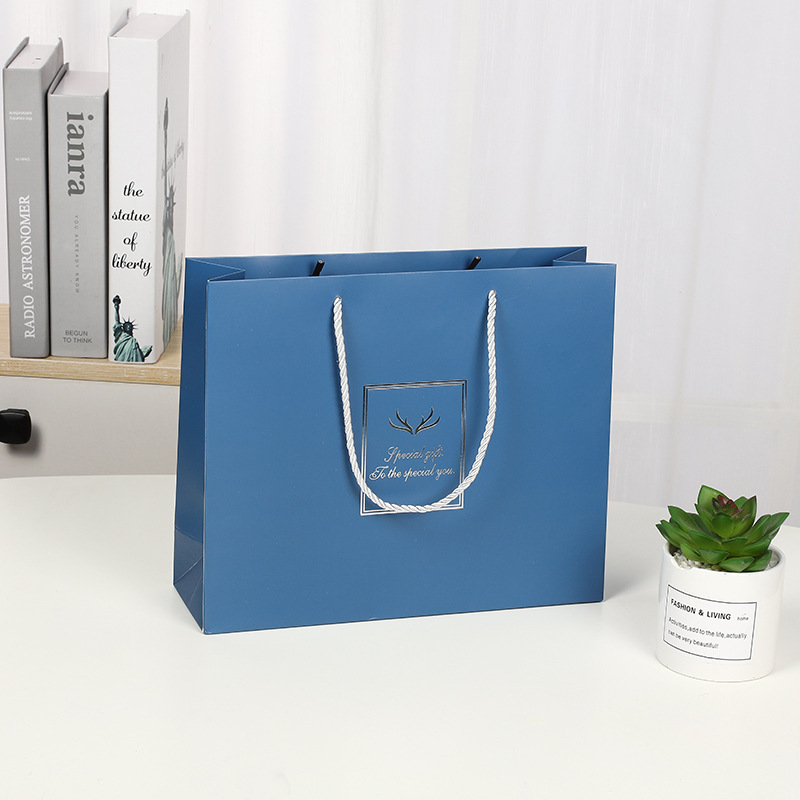 Picture of in stock Grey Marble Tote Bag Simple Business Tote Bag Square Gift Bag Hand Gift Bag Paper Bag