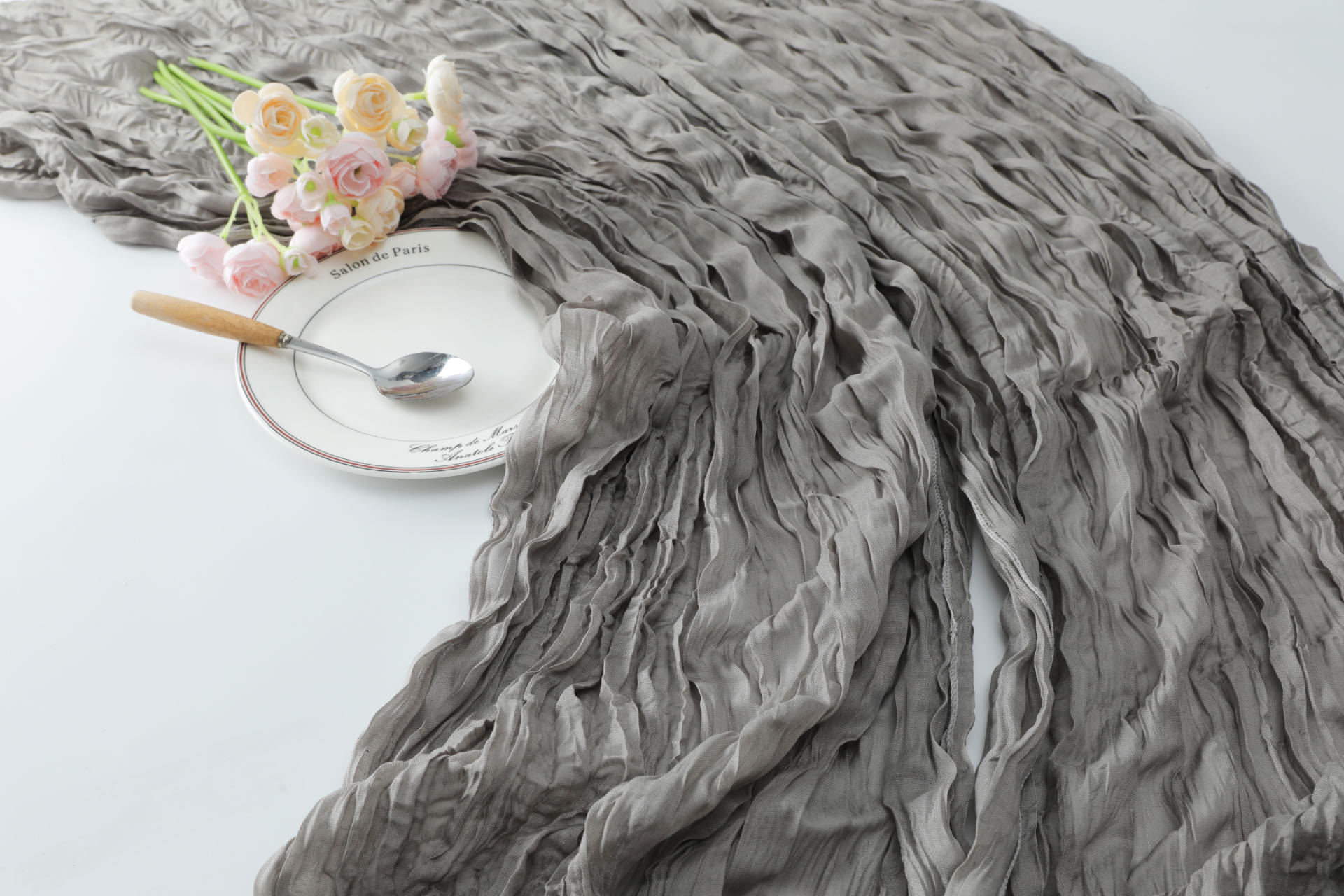 Picture of Cross-border Hot Home Birthday Party Decoration Bari Yarn Tablecloth Wedding Shooting Background Props Table Runner Wrinkled Cloth