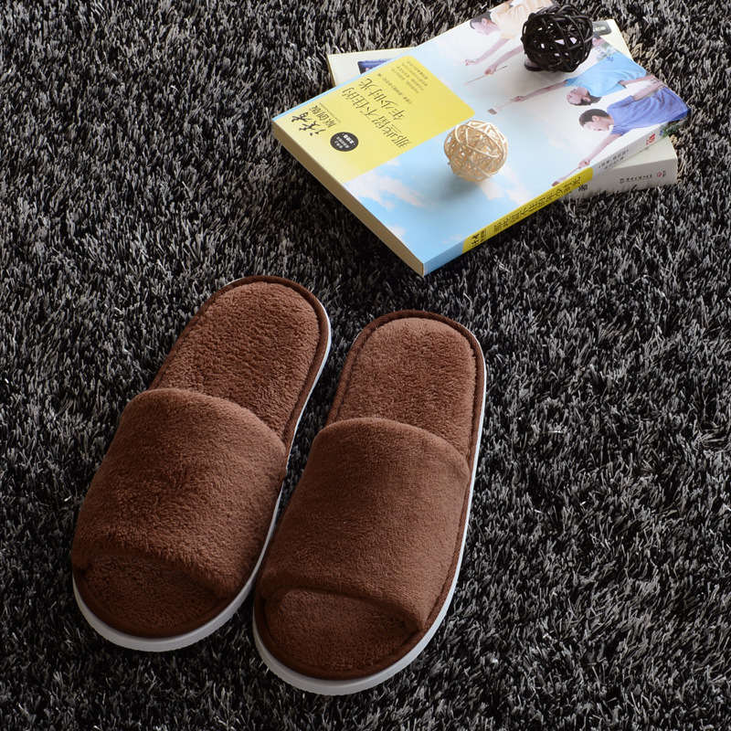 Picture of Hotel pure white coral velvet slippers thick bottom non-disposable home waiting slippers 009