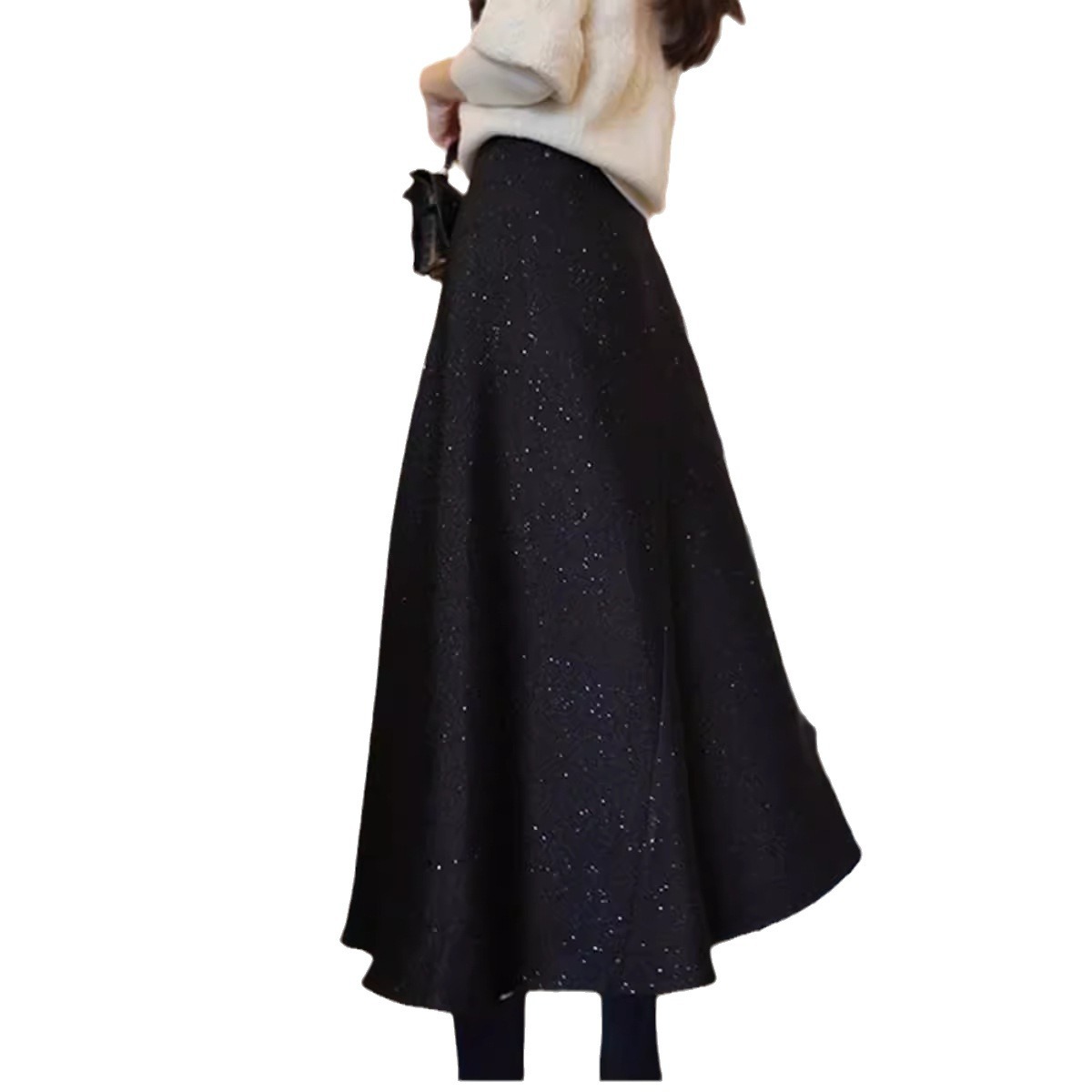 Picture of Woolen Skirt Women's Spring and Autumn Sweater High-end Wraped Hip Skirt New Style Western Style Gentle Wear Retro Skirt