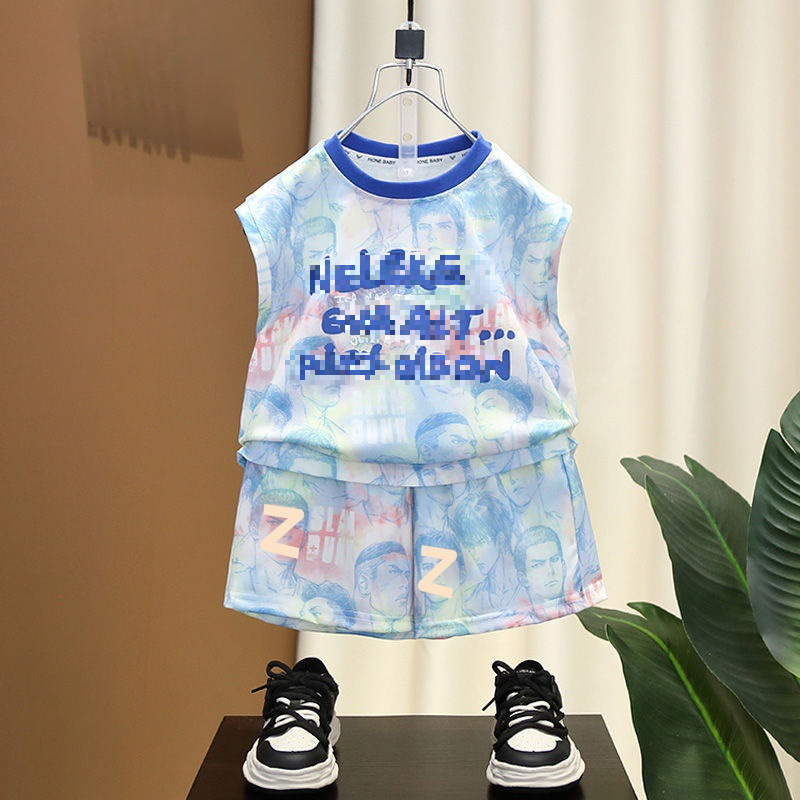 Picture of Boys' Vest suit 2024 New Arrival Duffy Handsome Baby Summer Sleeveless Clothes Trendy Children's Thin Summer Two-Piece Set