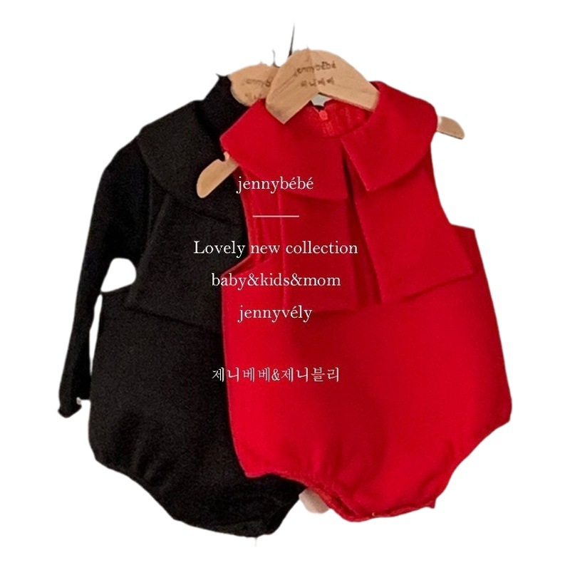 {Jennybebe}25 New Year's Clothing Baby Fashionable Doll Collar One-Piece Romper Baby Girl Bow Dress