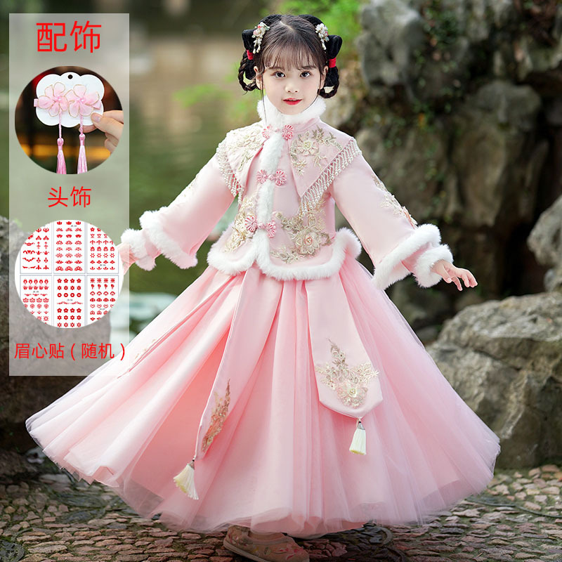 Picture of Hanfu girls' winter 2024 new quilted thickened ancient costume children's Tang suit ancient style little girl Chinese style skirt