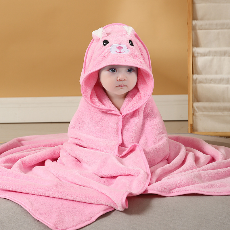 Picture of Cartoon Baby's Cloak Mother and Baby's Bag Coral Fleece Soft Bath Hooded Baby's Hold for Cross-border