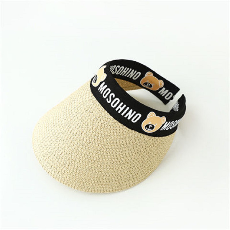 Picture of Summer children's cartoon straw peaked cap bear empty top breathable headband sun hat for boys and girls baby sun hat