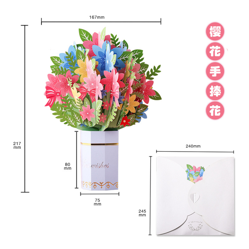 Picture of Creative Mother's Day 3d greeting cards wholesale paper carving thank-you cards wholesale students send teachers three-dimensional blessing cards