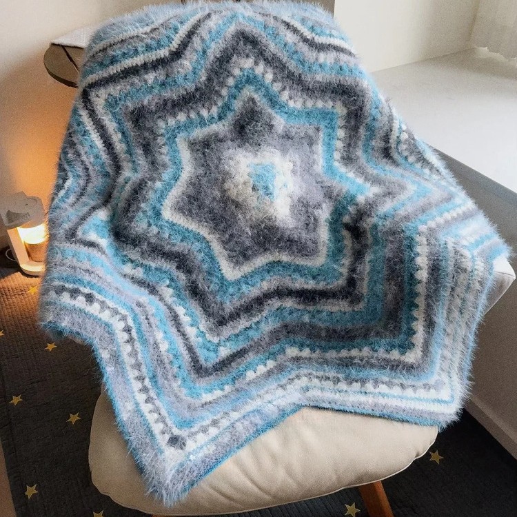 Picture of Seven star blanket yarn crochet handmade DIY material package knitting gift boredom relief blanket knitting ten moments of snow treasure