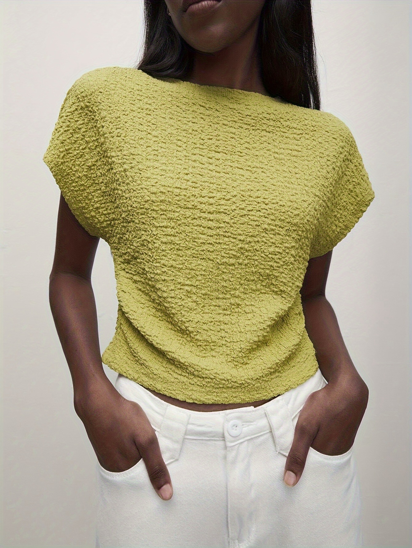 Spring and Autumn New Ladies Casual Solid Color Bat Sleeve T-shirt Simple Joker Top Clothes Wholesale Cross-border Hair
