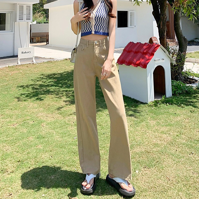 Picture of Loose Straight Leg Jeans Women's 2023 New High Waist Korean Style Slim Look Tall Wide Leg Trendy Trendy Trousers