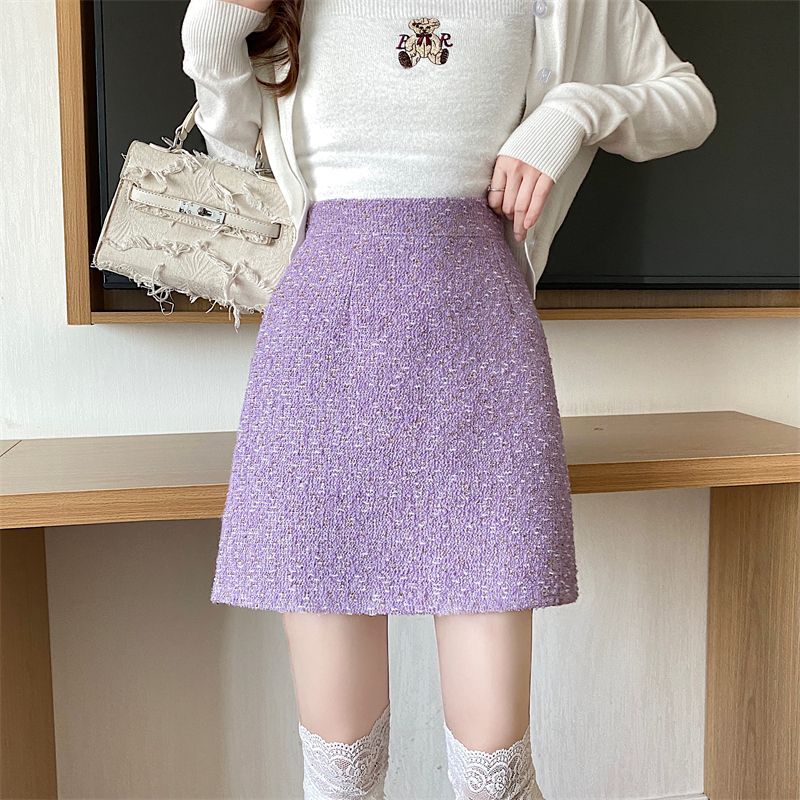 Women's Skirt Autumn and Winter 2024 New All-Match Chanel Style French Design Sense Hip Skirt White Trendy Short Skirt