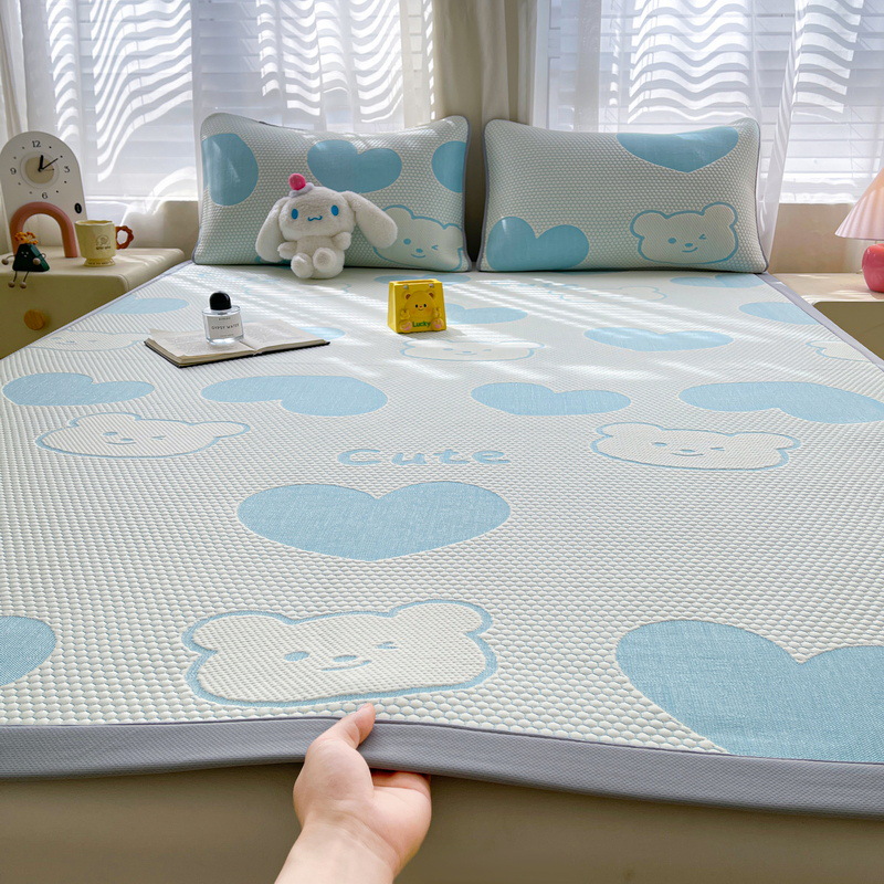 Picture of Bingdoudou Three-Piece Summer Cooling Mat Set, Ice Silk Mat Mattress, Machine Washable, Suitable for Infants and Toddlers, Air-Conditioned Soft Mat