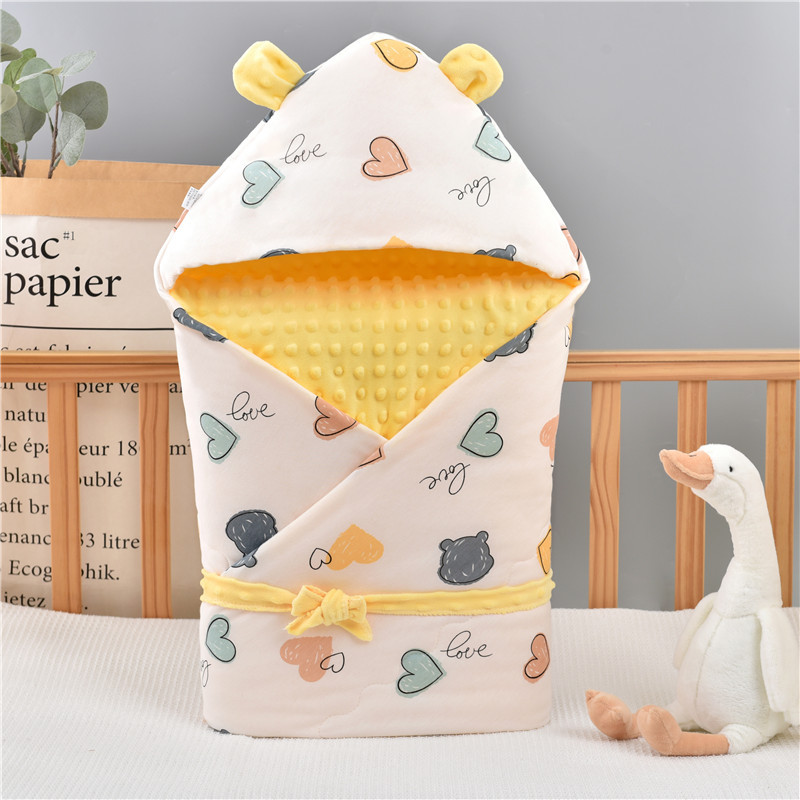 Newborn Baby Spring and Autumn Plus Thin Cotton Cushion Quilt for Newborn Children Autumn and Winter Thickened Pacifying Bean Velvet Bag Quilt Blanket