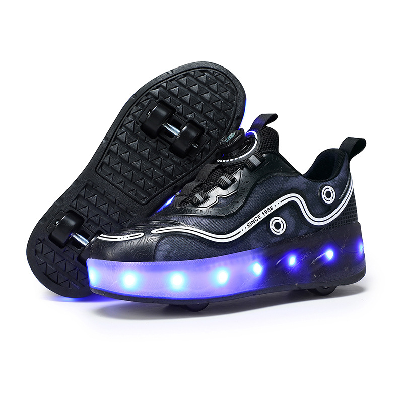 Picture of Cross-border foreign trade heywalk shoes for boys and girls four-wheel double-wheel LED flashing light luminous automatic invisible pulley skates
