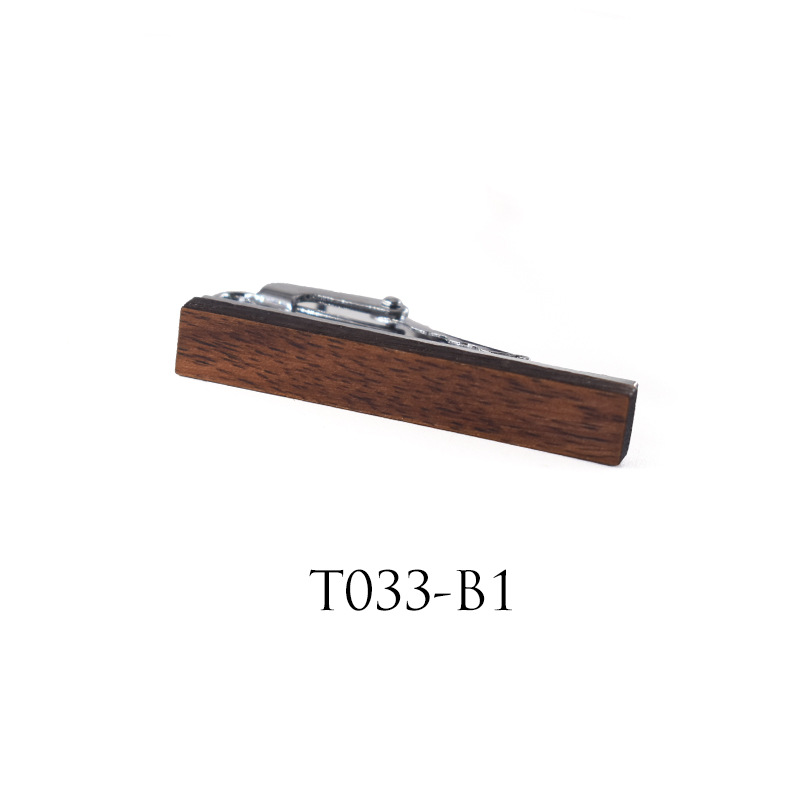 Picture of New high-grade wooden tie clip personality pattern printing wooden tie clip alloy zebra wood can be customized
