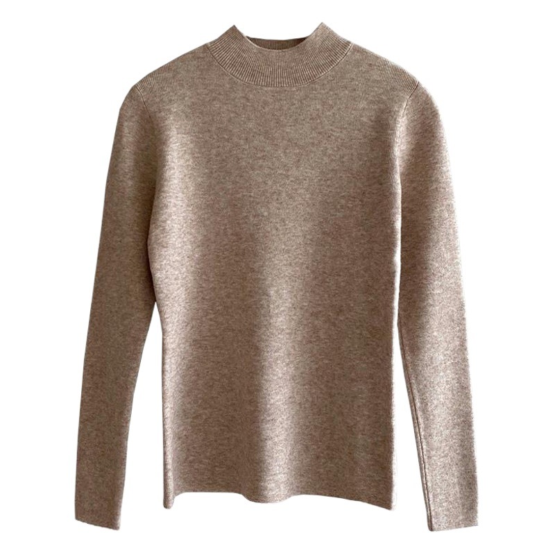 Cross-border Knitwear Women's 2023 Autumn and Winter New Half-high Collar Base Shirt Stylized Long-sleeved Inner Slim-fit Elegant Top