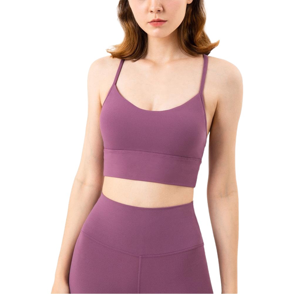 Spring and Summer Naked Beauty Back Sports Vest Tight Waist Slimming Sling Yoga Bra Gather Top Fitness Underwear for Women