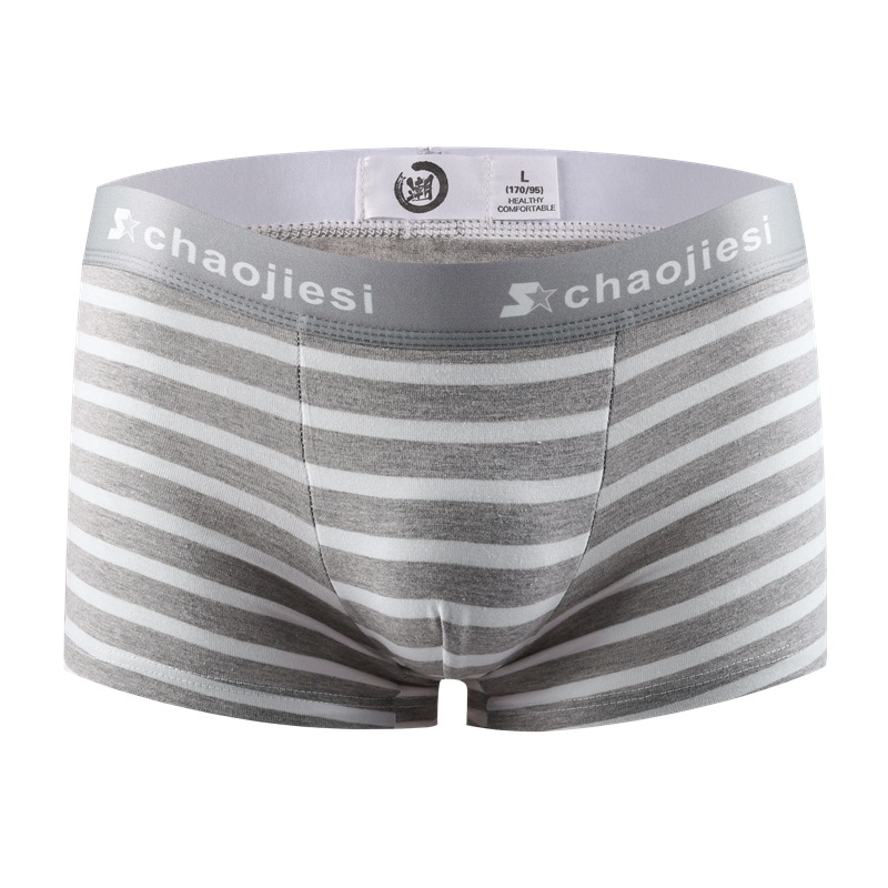Picture of Trendy Men's Underwear Men's Boxers Striped Underwear Cotton Stenty Sports Low Waist Shorts Youth Four-Corner Shorts