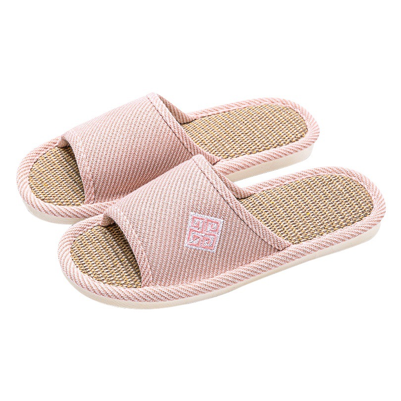 Linen Slippers Women's 2025 New Style Summer Breathable Non-Slip Summer Thick Slippers for Home