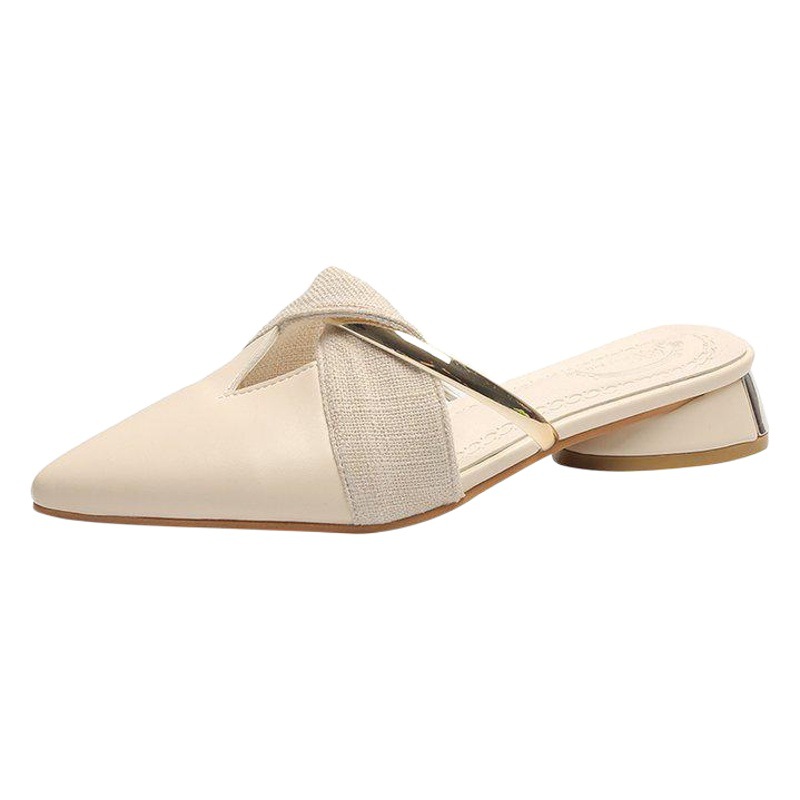 Suitable for Baotou Half Slippers for Women 2025 New Summer Women's Shoes Mule Shoes Fashionable Outer Wear Sandals Women's Flat Low Heels