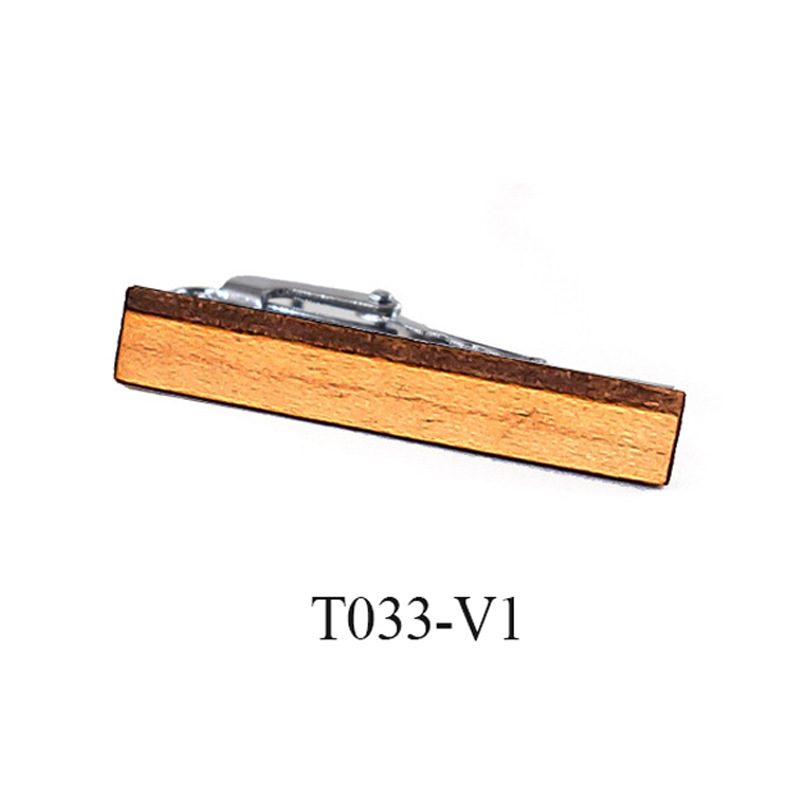 Picture of New high-grade wooden tie clip personality pattern printing wooden tie clip alloy zebra wood can be customized