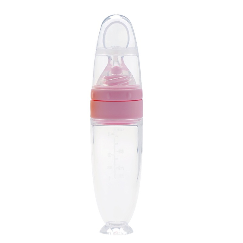 Picture of New products wholesale silicone suction cup rice paste bottle nano silver baby food supplement spoon children's rice paste bottle soft spoon head