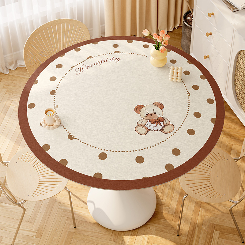 Picture of Round table mat oil-proof waterproof disposable leather table mat tea table non-slip mat cloth round table mat large round tablecloth