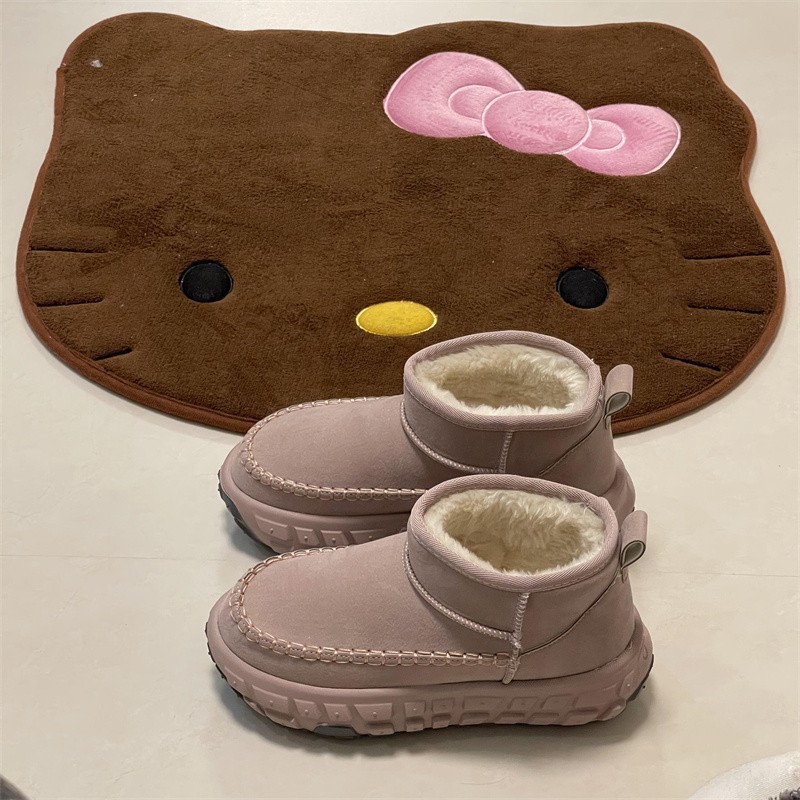 Harbin Tire Thick-soled Snow Boots Women's 24 Winter New Low-top Women's fleece-lined Thickened Warm Shoes Increased Cotton Shoes