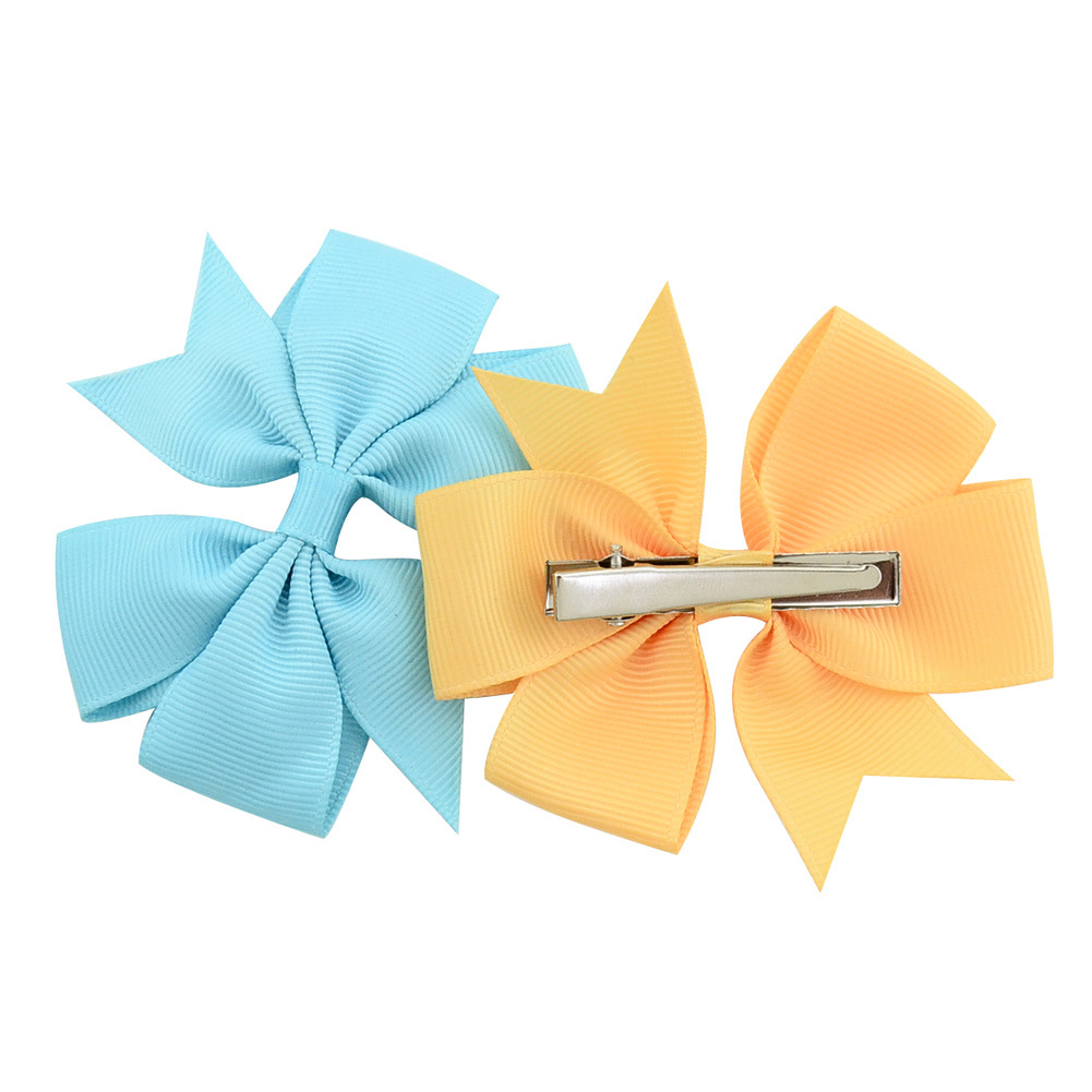Picture of 53 Colors Amazon Hot Selling Six-Ear Pure Color Ribbed Fishtail Bow Hairpin Hair Accessories Kidsren's Headwear 564