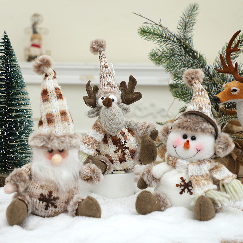 Cross-border New Christmas Snowman Pendant Christmas Knitted Elk Doll Doll Window Decoration Christmas Tree Decoration