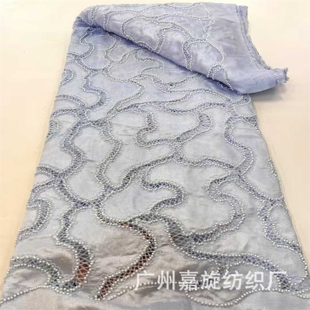 Picture of Summer Cut Out Beading Laser Embroidered Cloth Dress Cheongsam Fashion Lace Quality Cord Lace