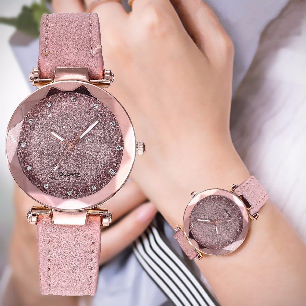 New Starry Sky Watch for Women Live Broadcast Women's Fashion Casual Watch Rhinestone Frosted Belt Watch Thin Section